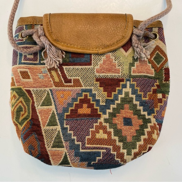 Boho Native American Aztec Weaved Mini Bag Purse Festive Micro Boho Crossbody - Picture 4 of 12